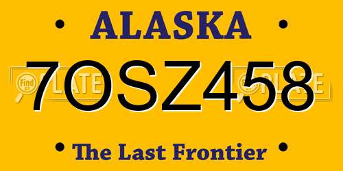 7OSZ458 Alaska License Plate