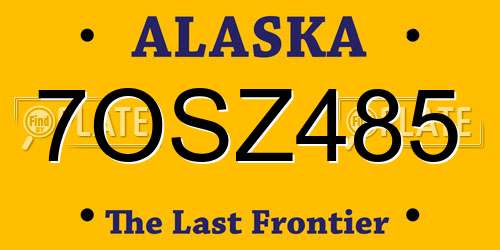 7OSZ485 Alaska License Plate