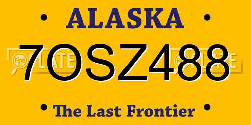7OSZ488 Alaska License Plate