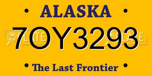 7OY3293 Alaska License Plate