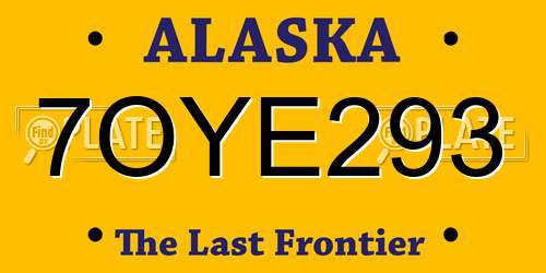 7OYE293 Alaska License Plate