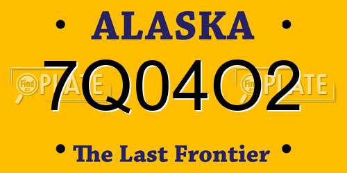 7Q04O2 Alaska License Plate