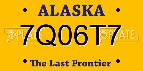 7Q06T7 Alaska License Plate