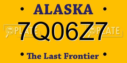 7Q06Z7 Alaska License Plate