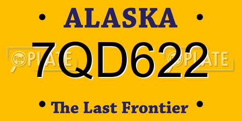 7QD622 Alaska License Plate