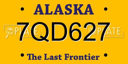 7QD627 Alaska License Plate