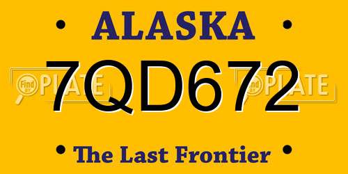 7QD672 Alaska License Plate