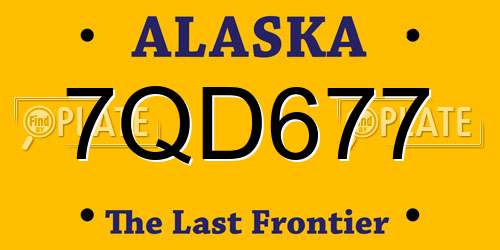 7QD677 Alaska License Plate