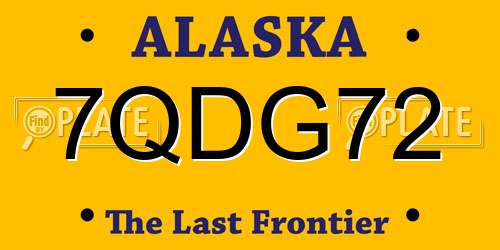 7QDG72 Alaska License Plate