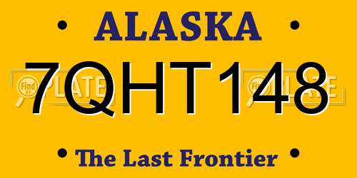 7QHT148 Alaska License Plate