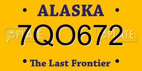 7QO672 Alaska License Plate