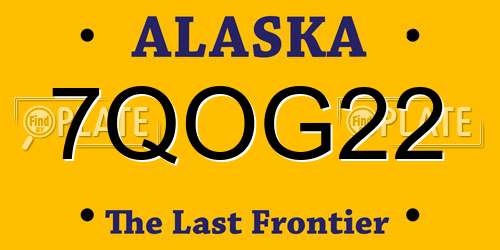 7QOG22 Alaska License Plate