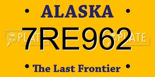 7RE962 Alaska License Plate
