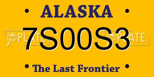 7S00S3 Alaska License Plate