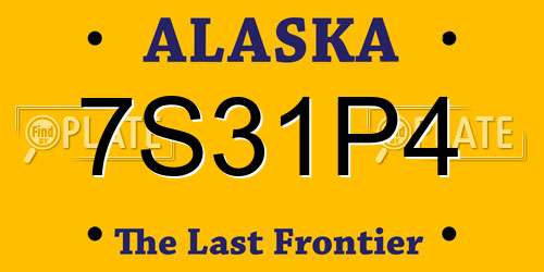 7S31P4 Alaska License Plate