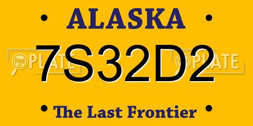7S32D2 Alaska License Plate
