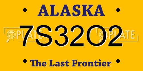 7S32O2 Alaska License Plate