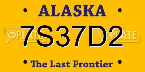7S37D2 Alaska License Plate
