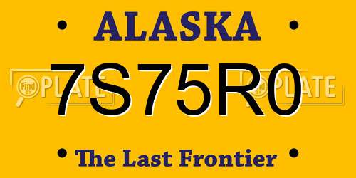 7S75R0 Alaska License Plate