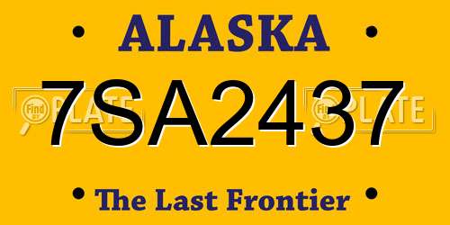 7SA2437 Alaska License Plate