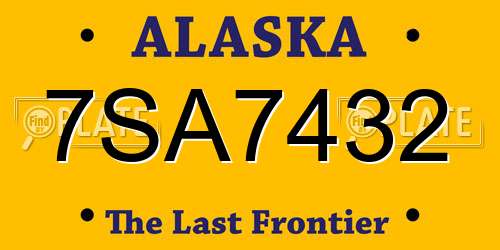 7SA7432 Alaska License Plate