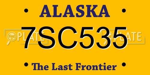 7SC535 Alaska License Plate