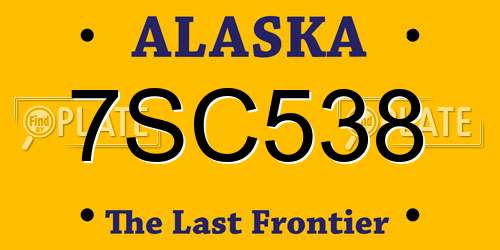 7SC538 Alaska License Plate