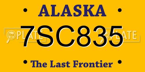 7SC835 Alaska License Plate