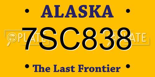 7SC838 Alaska License Plate