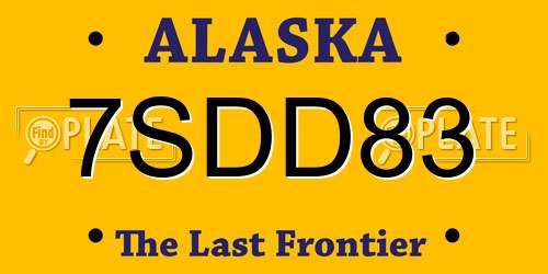 7SDD83 Alaska License Plate