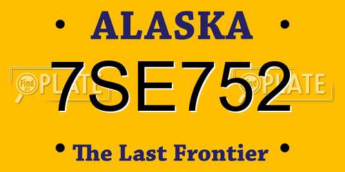 7SE752 Alaska License Plate