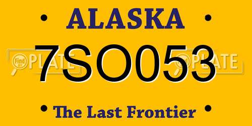 7SO053 Alaska License Plate