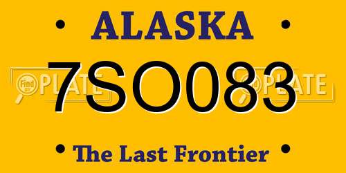 7SO083 Alaska License Plate