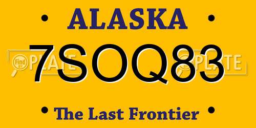 7SOQ83 Alaska License Plate
