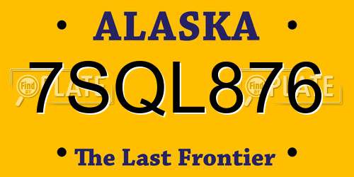 7SQL876 Alaska License Plate