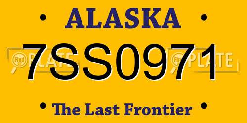 7SS0971 Alaska License Plate