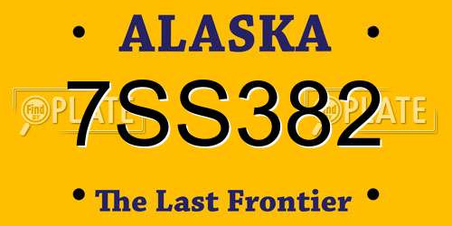 7SS382 Alaska License Plate