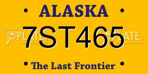 7ST465 Alaska License Plate