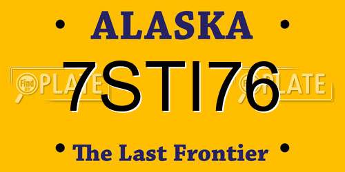 7STI76 Alaska License Plate