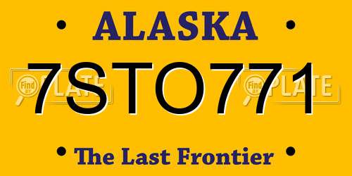7STO771 Alaska License Plate