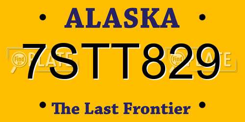 7STT829 Alaska License Plate