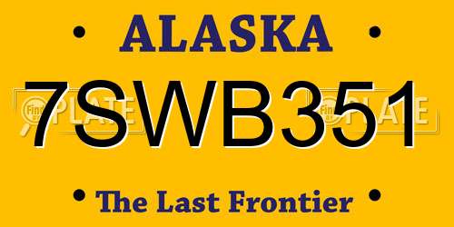 7SWB351 Alaska License Plate