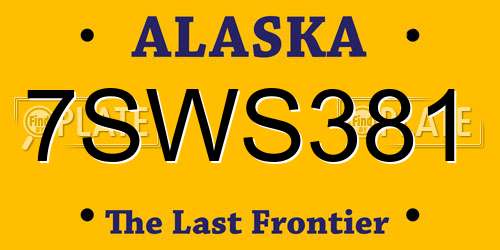 7SWS381 Alaska License Plate