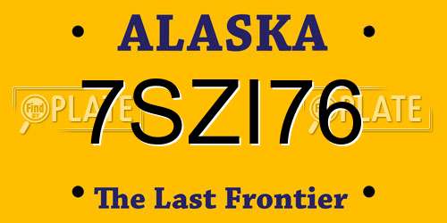 7SZI76 Alaska License Plate