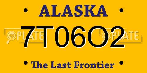 7T06O2 Alaska License Plate
