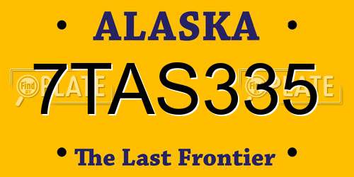 7TAS335 Alaska License Plate