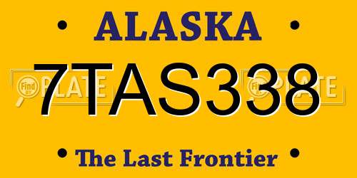 7TAS338 Alaska License Plate