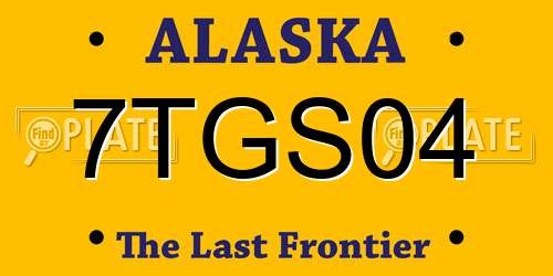 7TGS04 Alaska License Plate