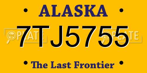 7TJ5755 Alaska License Plate