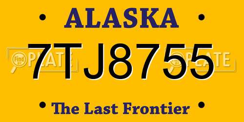 7TJ8755 Alaska License Plate